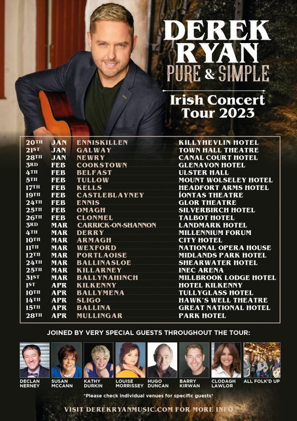 Join Derek on his Pure & Simple Irish Concert Tour 2023 Derek Ryan Music